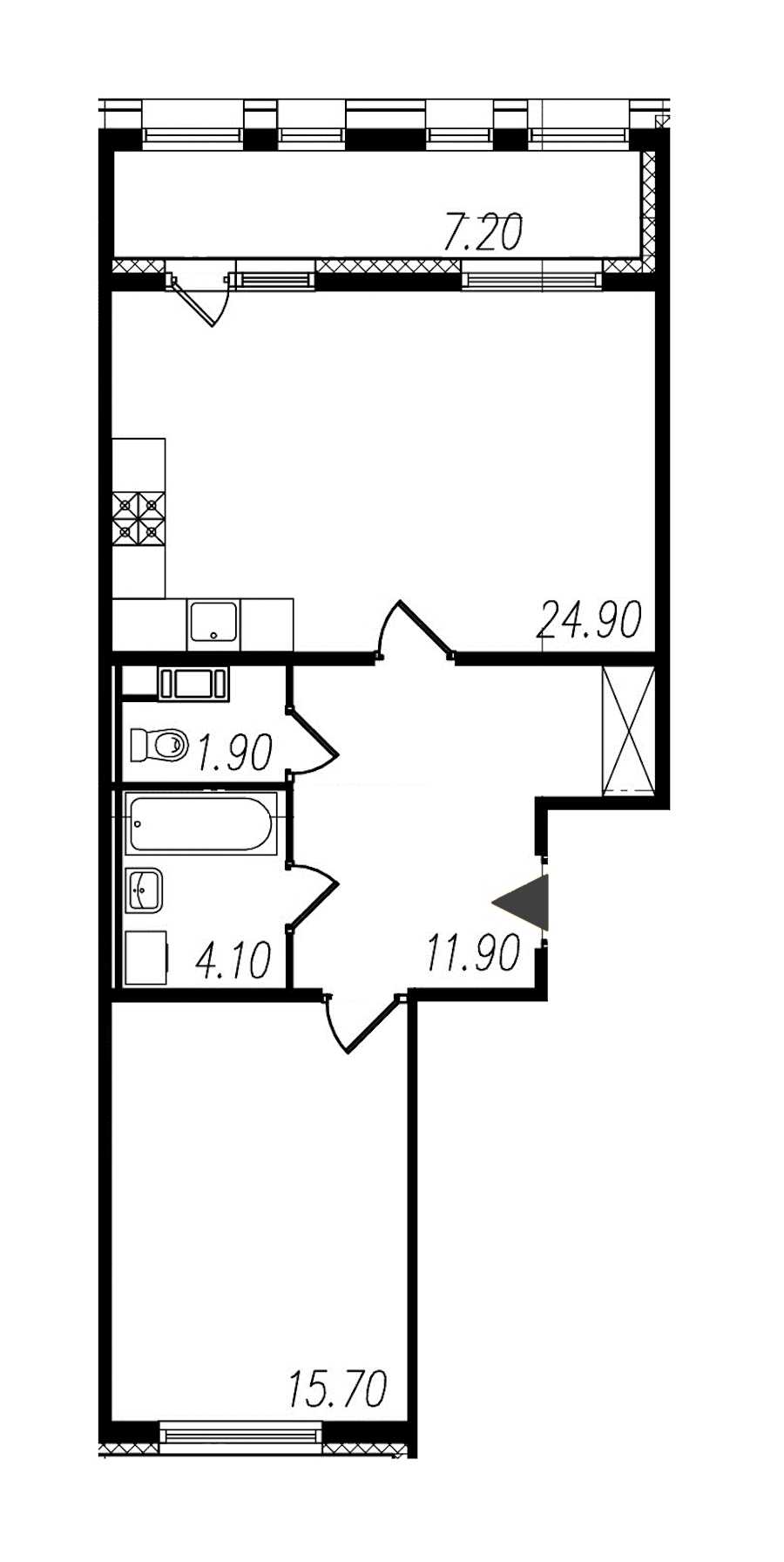 Однокомнатная квартира в : площадь 58.5 м2 , этаж: 10 – купить в Санкт-Петербурге